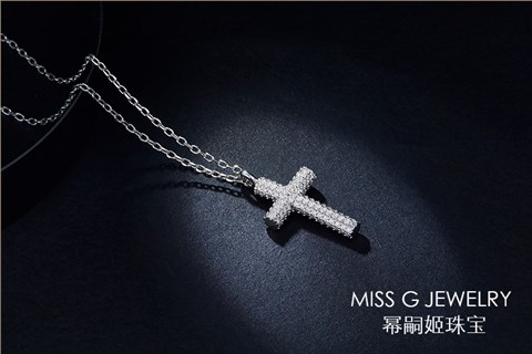 簡約十字架鑲嵌鋯石925銀飾定制
