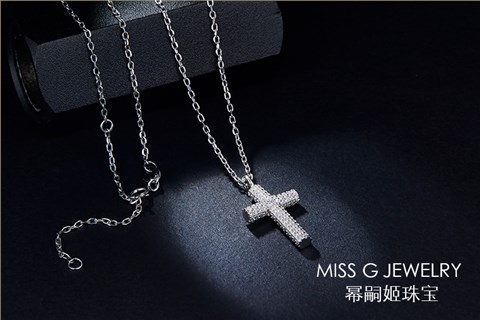 簡約十字架鑲嵌鋯石925銀飾定制